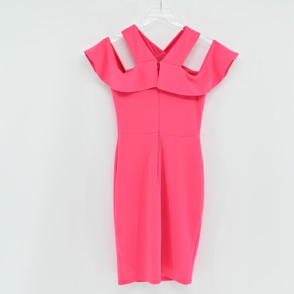 LULUS Dress Size S Fuchsia Cityscape Cold Shoulder Bodycon Knee Length Sexy Glam - Picture 5 of 11